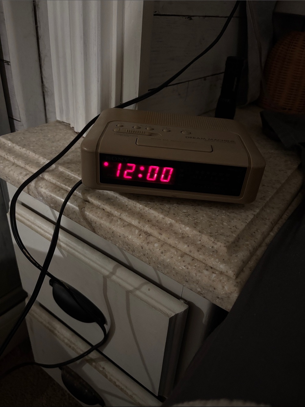 Sony Beige Digital Alarm Clock with Red LED Display